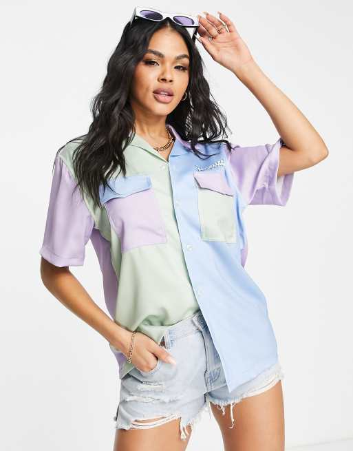 Fiorucci – Koszula z krótkimi rękawami, blokami kolorów i logo 