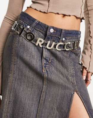 Fiorucci logo chain belt in silver