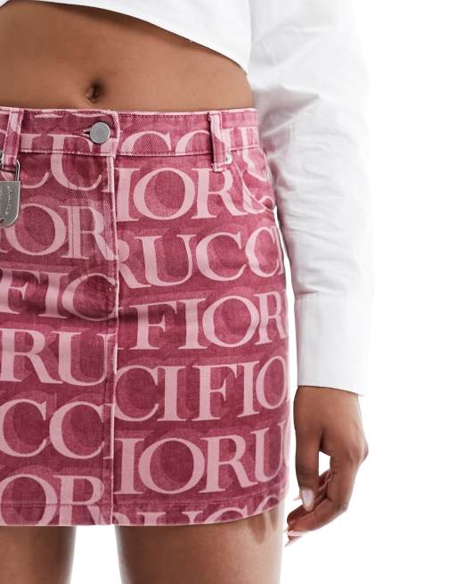 Pink dior denim skirt hotsell