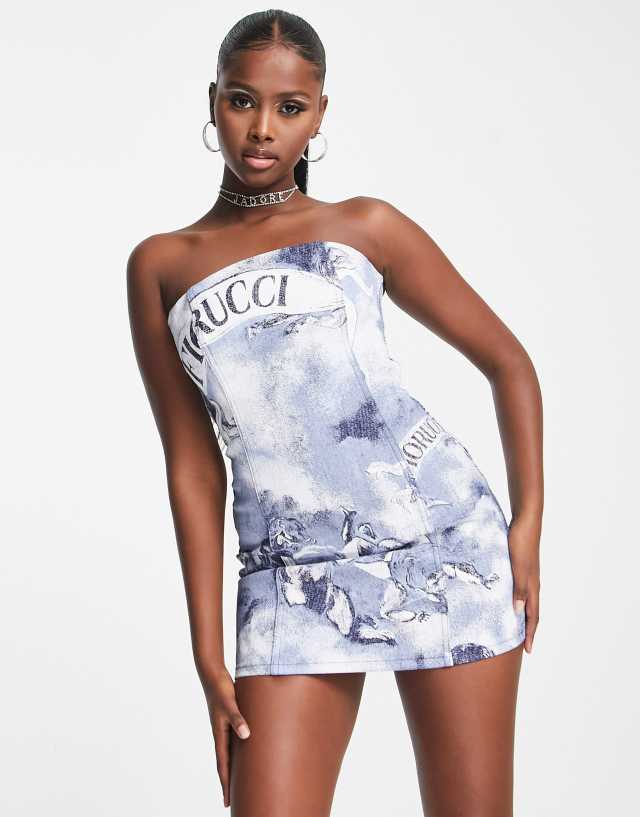 Fiorucci milano angel mini bustier dress in blue denim