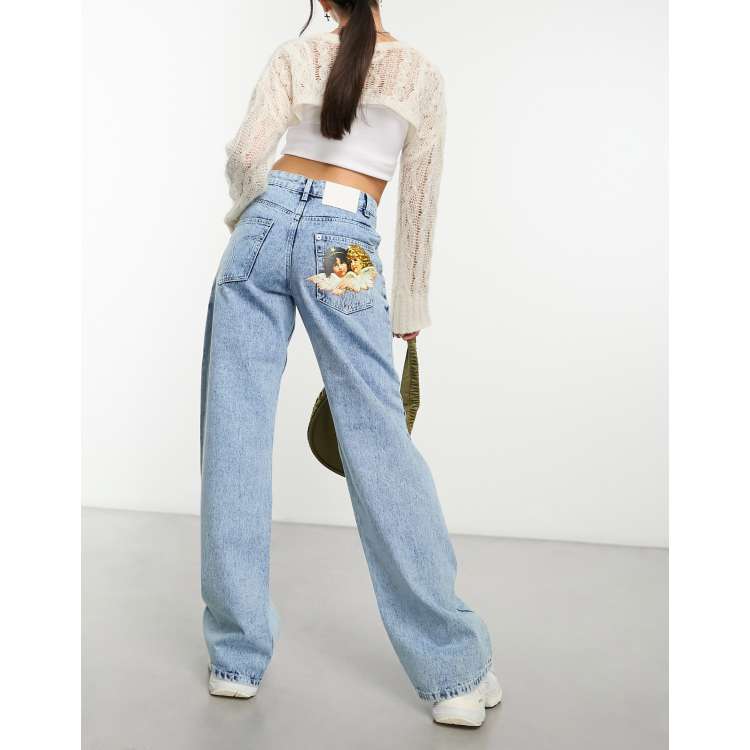 VolcanmtShops | Fiorucci Patti wide leg jeans with angel pocket in