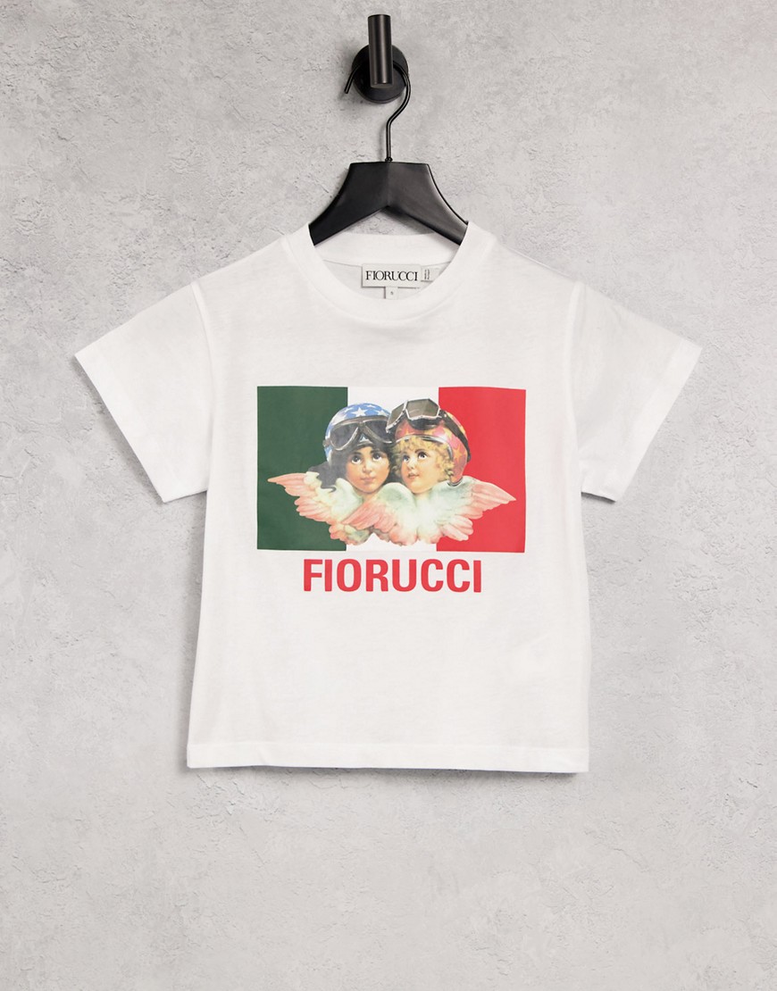 Fiorucci racing angels logo boxy t-shirt in white