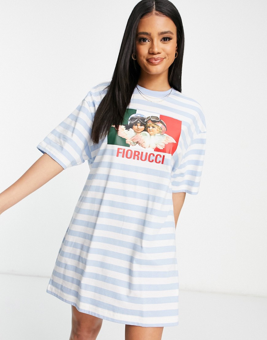 Fiorucci racing angels logo T-shirt dress in stripe-Multi