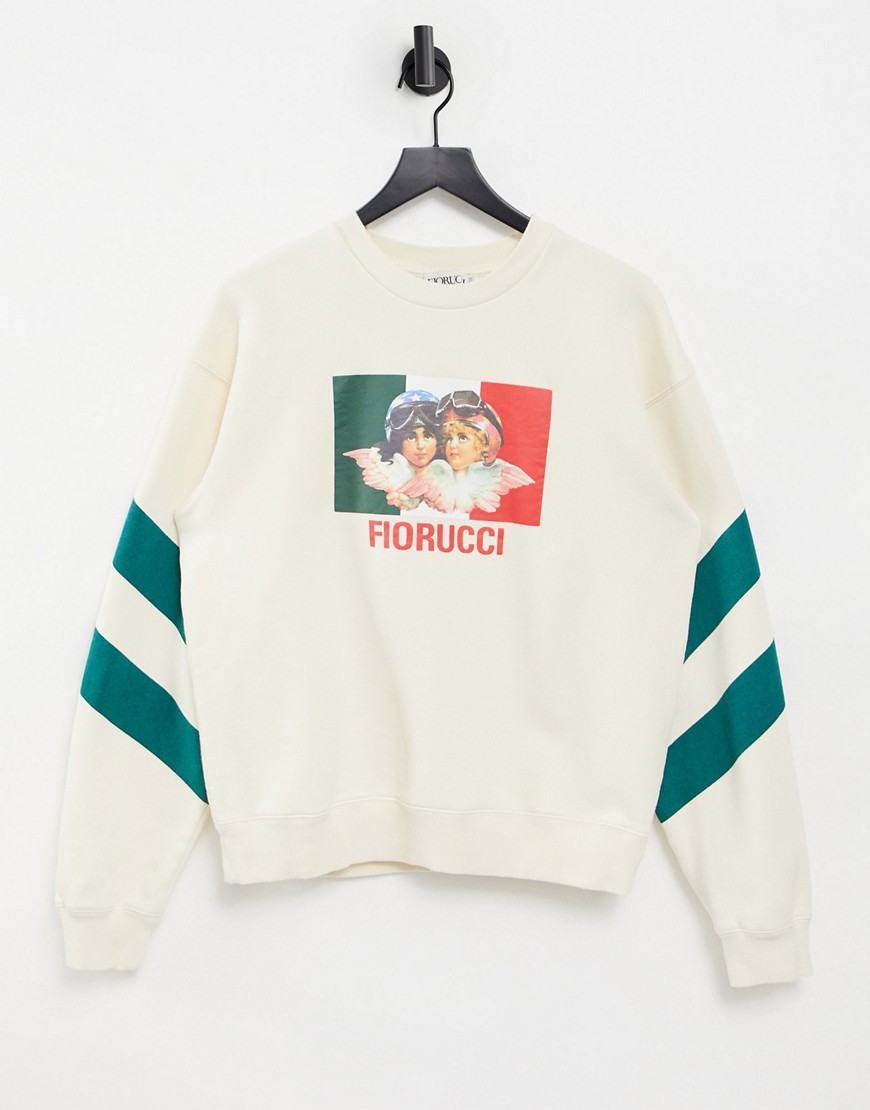 Fiorucci - Racing Angels - Sweatshirt met logo in wit, deel van combi-set