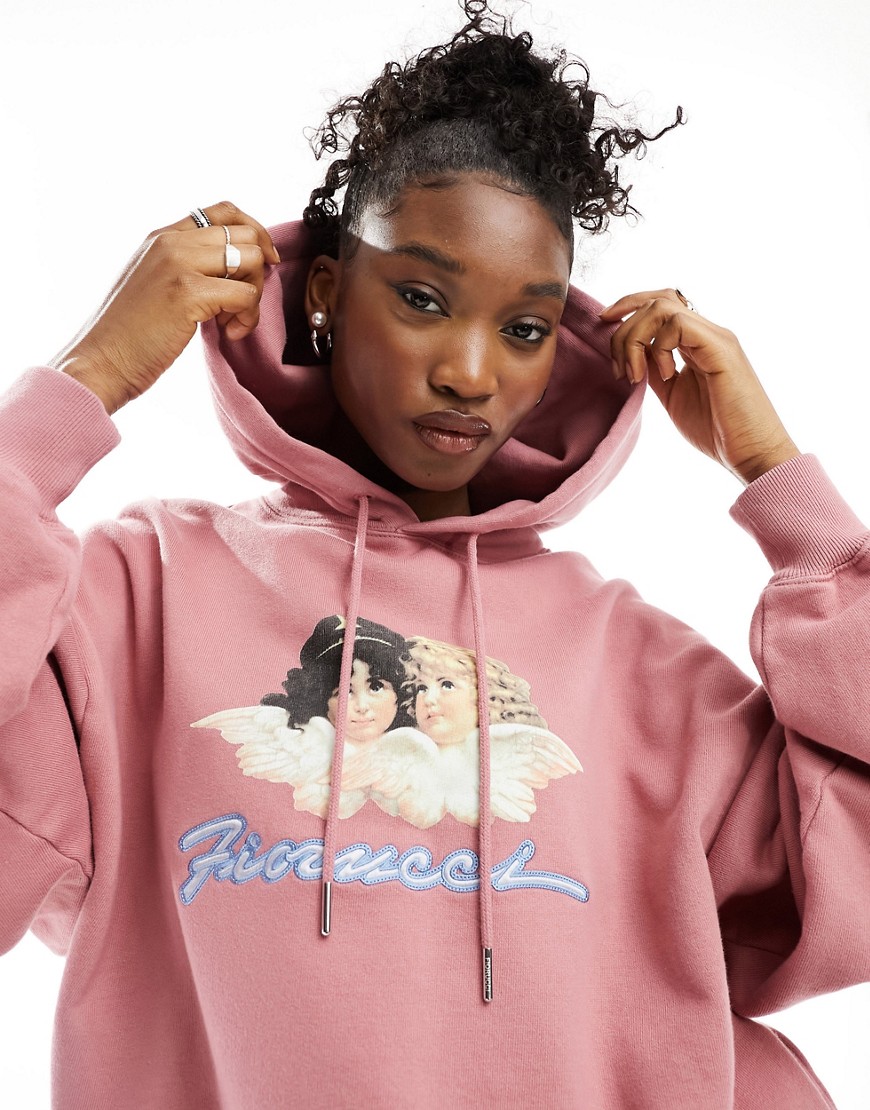 Fiorucci relaxed angel hoodie with squiggle logo in washed pink