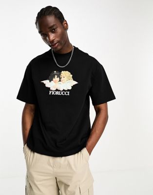 Fiorucci relaxed classic tee with angels logo in black