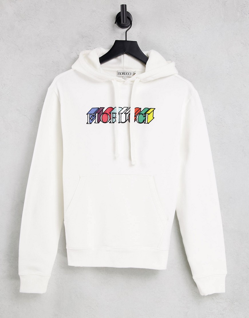 Fiorucci relaxed hoodie with graphic front logo-White