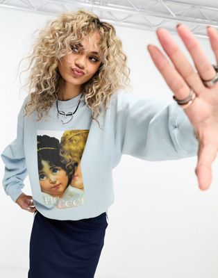 Fiorucci relaxed sweatshirt with angels poster graphic in blue - ASOS Price Checker