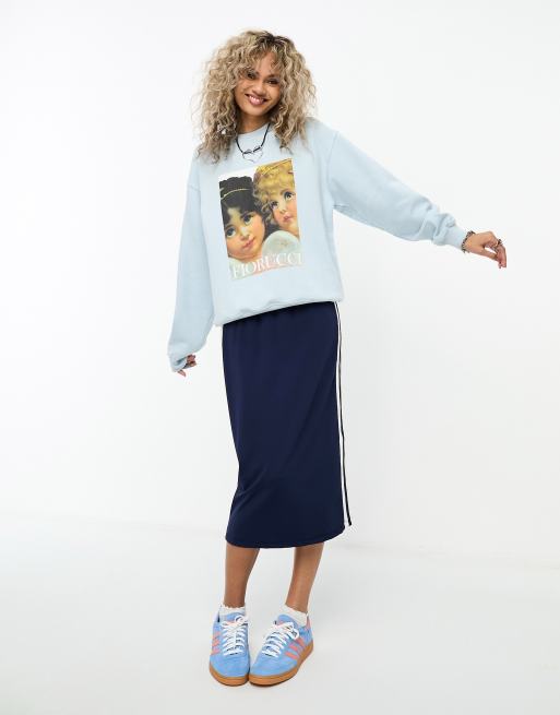 Fiorucci relaxed sweatshirt with angels poster graphic in blue