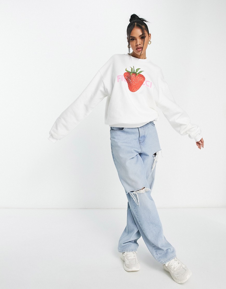 Fiorucci relaxed sweatshirt with strawberry in white