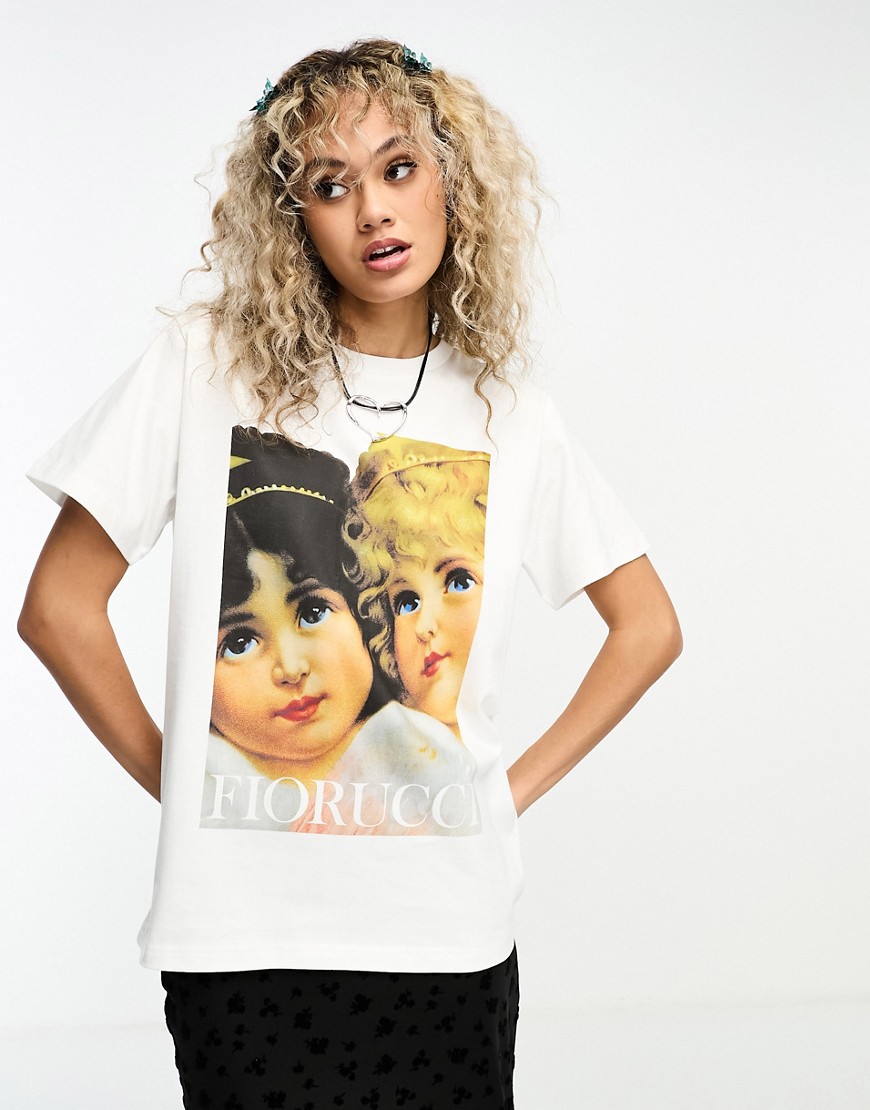 Fiorucci relaxed t-shirt with angels poster graphic in white