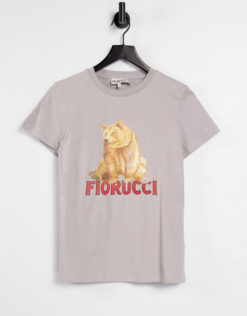 Fiorucci relaxed t-shirt with bear graphic in gray-Grey