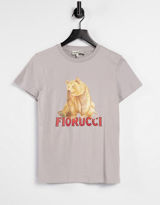 Fiorucci relaxed t-shirt with bear graphic in grey