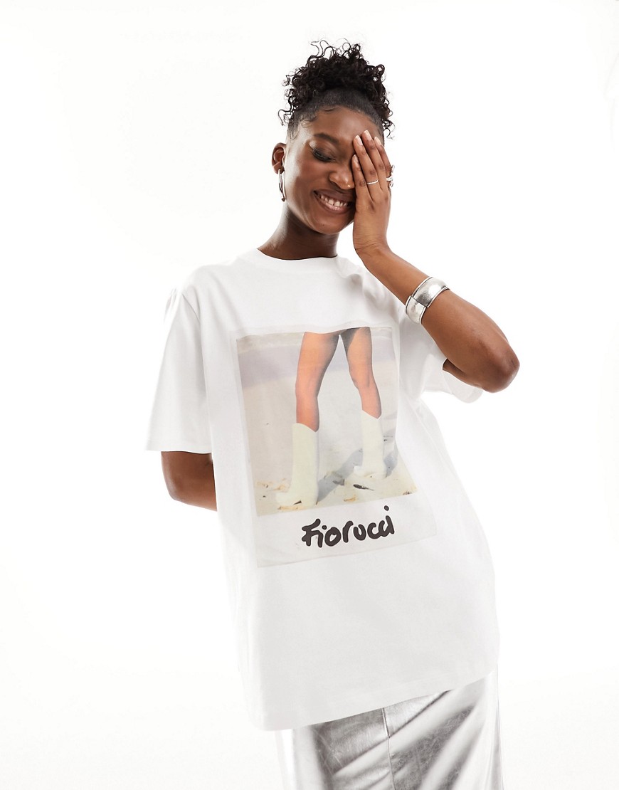 Fiorucci relaxed t-shirt with cowboy boot polaroid print in white