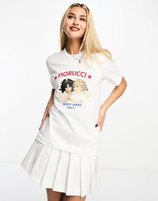 Fiorucci relaxed t-shirt with safety angels logo in white - ASOS Price Checker