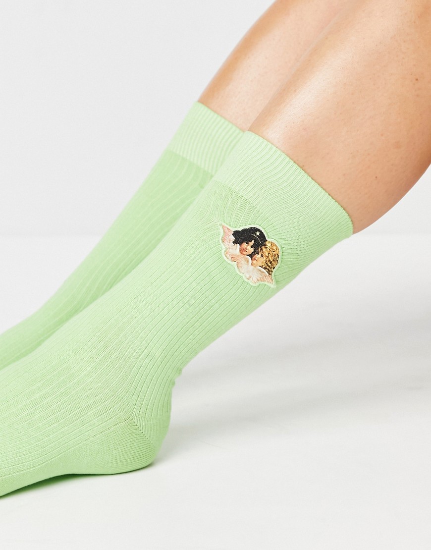 fiorucci -  – Socken mit Engelmotiv in Limettengrün