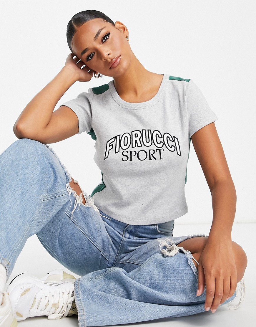 Fiorucci sport crop t-shirt with logo in grey