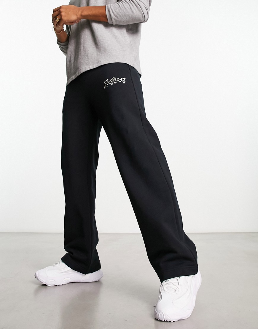 Fiorucci straight leg joggers with chrome logo in black