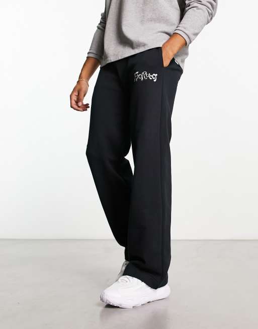 Fiorucci straight leg joggers with chrome logo in black