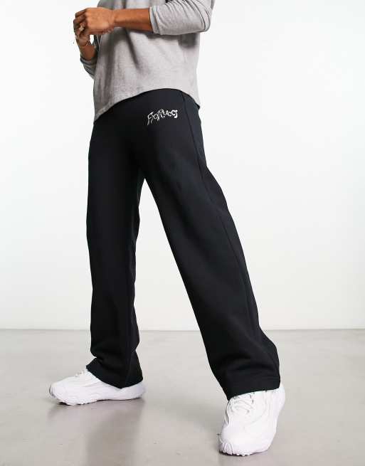 Fiorucci straight leg trackies with chrome logo in black | ASOS