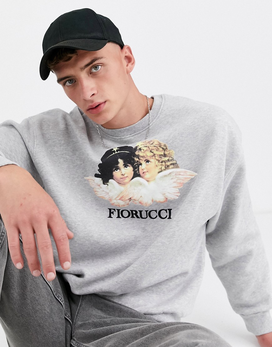 Fiorucci - Sweatshirt in grijs met engel-logo