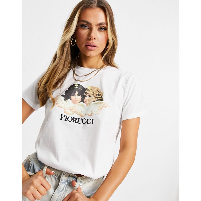 Top PrxMj Fiorucci - T-shirt bianca con angeli vintage