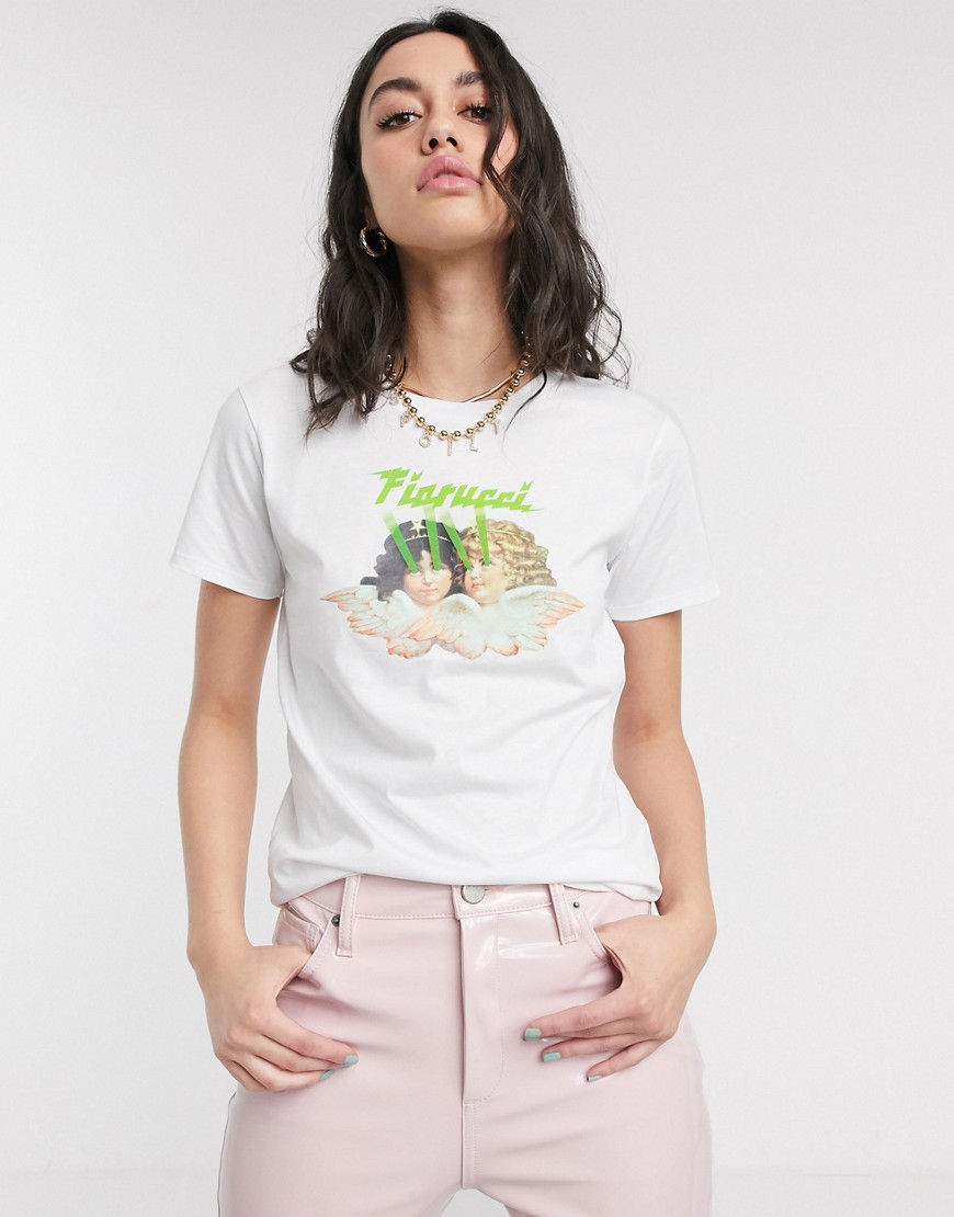 Fiorucci - T-shirt con stampa laser con angeli bianca-Bianco