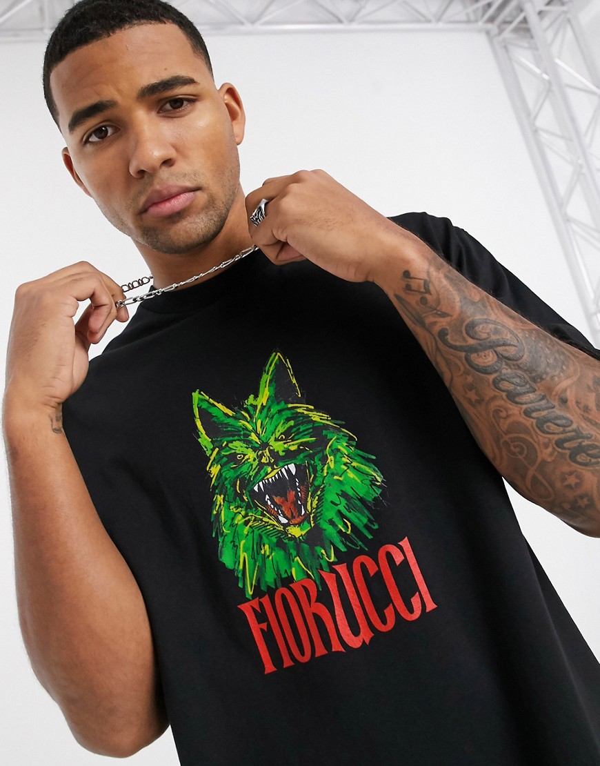 Fiorucci - T-shirt met coyote-print in zwart
