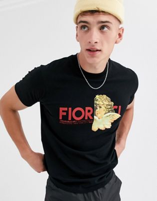 Fiorucci - T-shirt met fiorengelen-logo in zwart