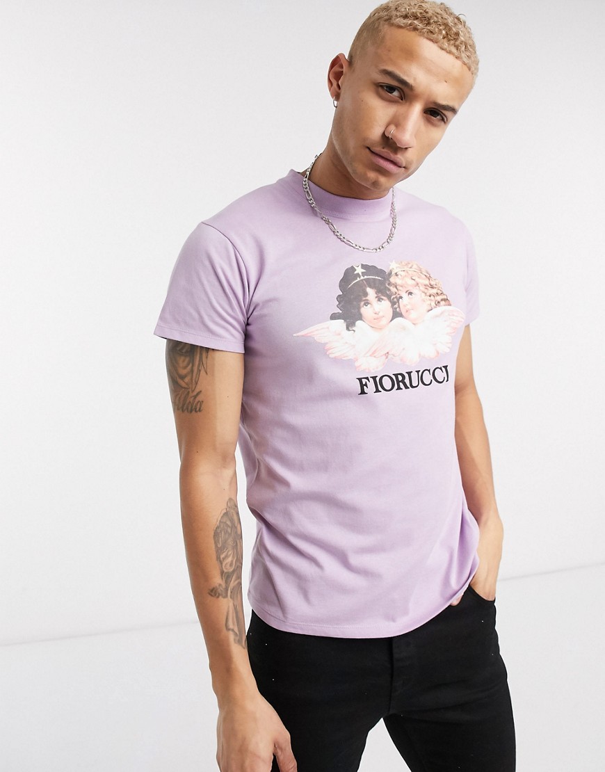 Fiorucci - T-shirt met vintage engelenprint in lila-Paars