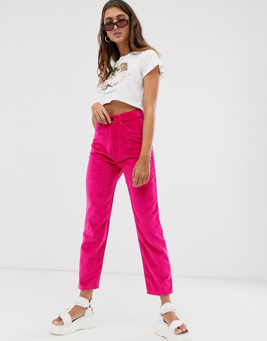 Fiorucci Tara velvet straight leg jean-Pink