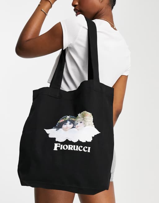 Fiorucci tote bag with long strap and angel graphic