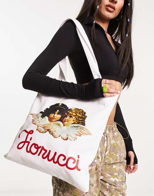 Fiorucci tote bag with squiggle angels logo in white ASOS