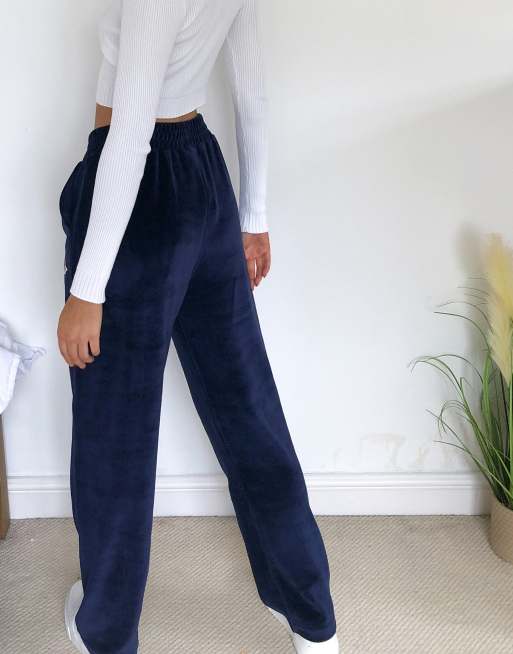 Fiorucci velour joggers in navy ASOS