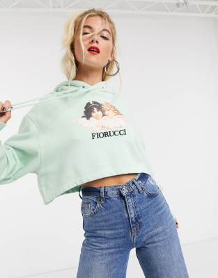 mint green cropped hoodie