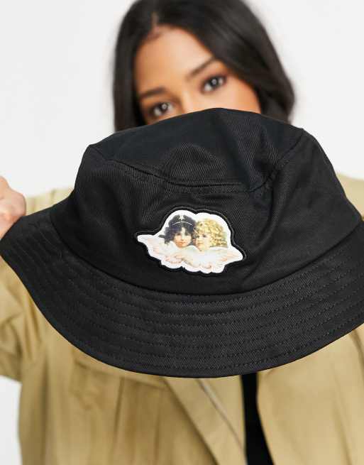 Fiorucci vintage angels logo bucket hat in black