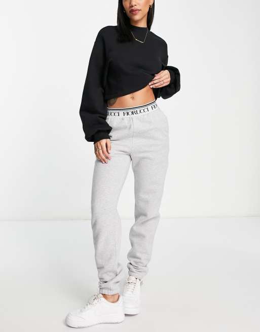 Fiorucci waistband logo joggers in grey ASOS