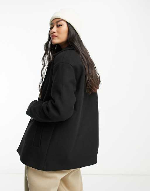 Short black wool on sale jacket