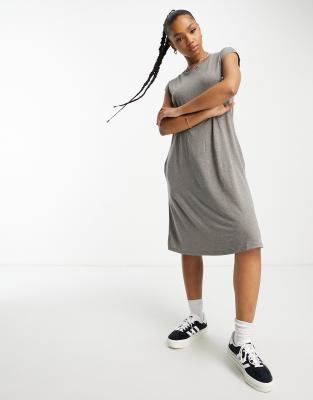 Fire & Glory cap sleeve midi dress in charcoal grey