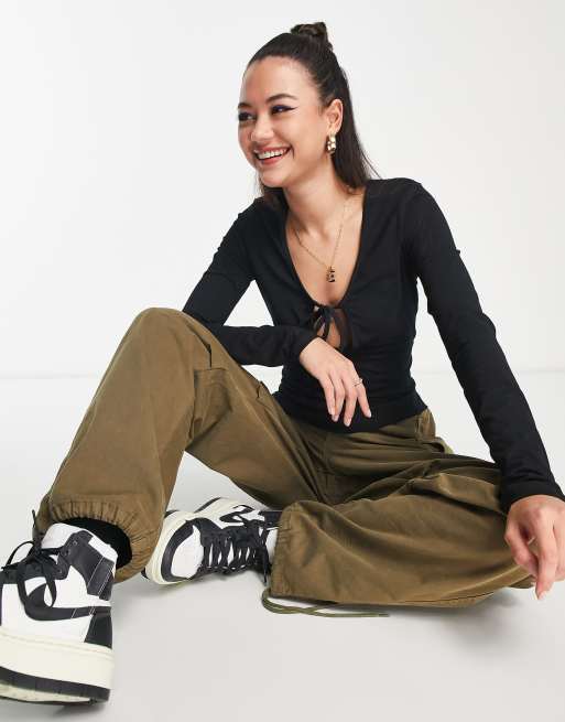 Fire & Glory - Celia - Top met gestrikte voorkant in zwart