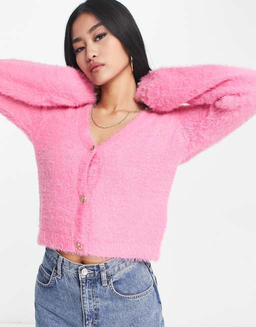 Pink fuzzy outlet cardigan