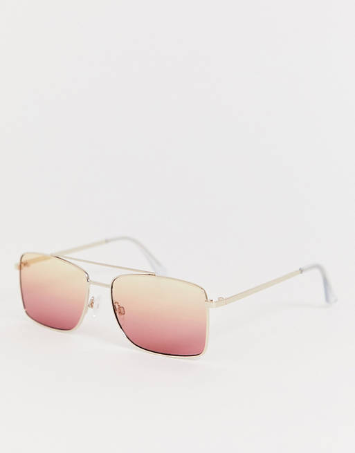 Firkantede solbriller i guldfarve med glas fra Jeepers | ASOS