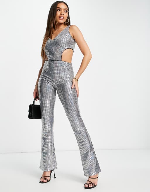 vlinder Betrokken Verborgen First Distraction The Label - Glitter jumpsuit in zilver | ASOS