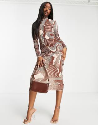First Distraction First Distraction the label midi dress with open back in print-Multi