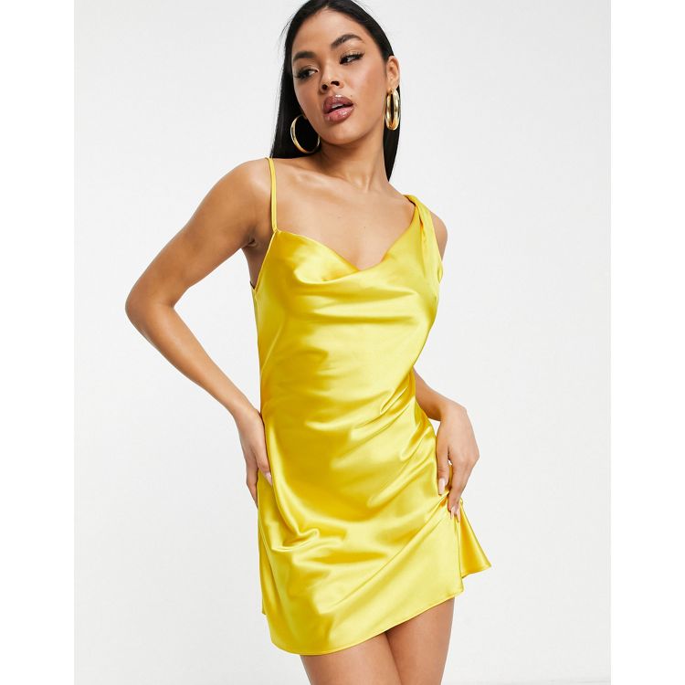 First Distraction the label cowl neck satin mini dress with