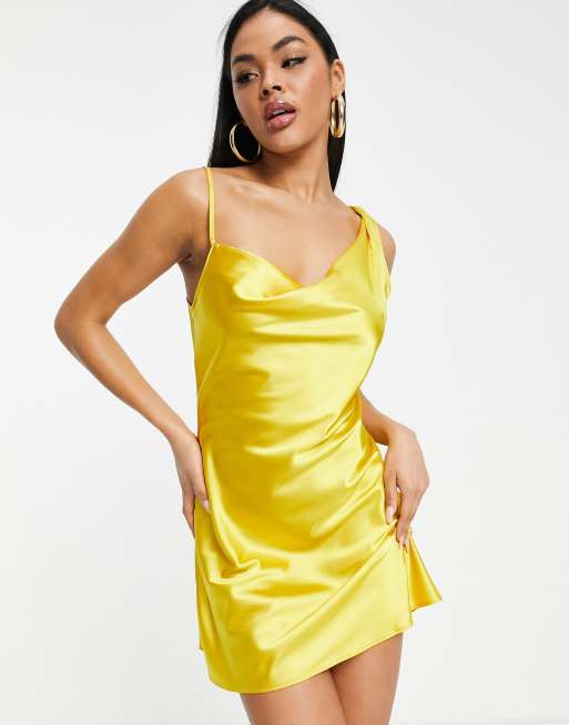 First Distraction The Label one shoulder satin mini dress in