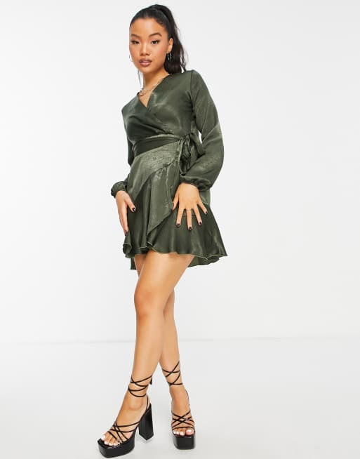 Satin mini 2025 wrap dress