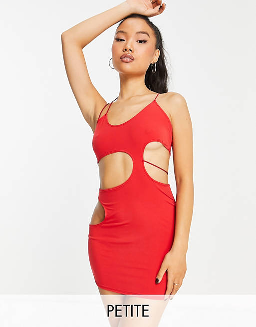 First Distraction the label Petite cut out mini dress in red