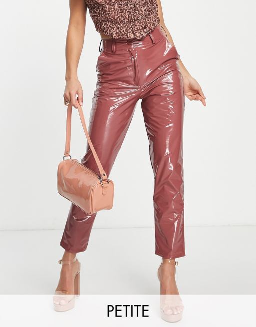 First Distraction The Label Petite - Pantaloni slim in vinile color visone