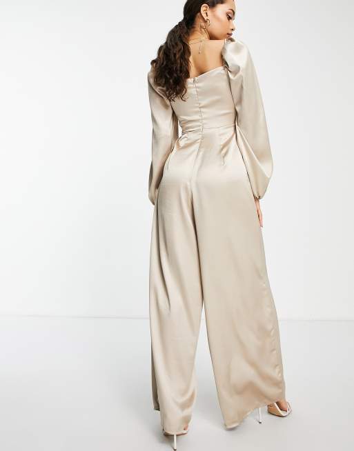 Champagne store satin jumpsuit